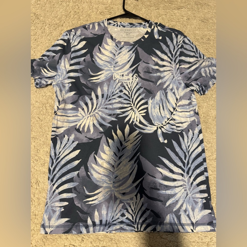 GUESS Eco Blue and White Patterned Shirt